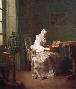 Jean Baptiste Simeon Chardin Lady with a bird-organ oil painting